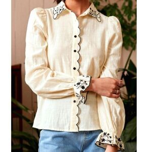 Shein Embroidered Scallop Top XL 1X